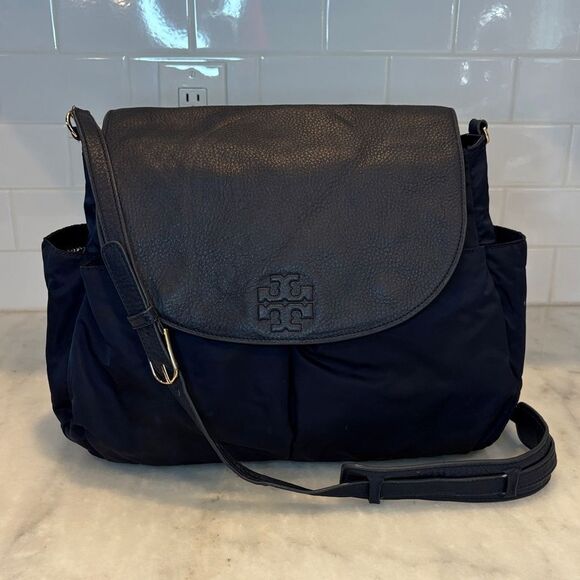 Tory Burch Handbags - Tory Burch Crossbody Thea Nylon & Leather Weekender Diaper Baby Messenger Bag